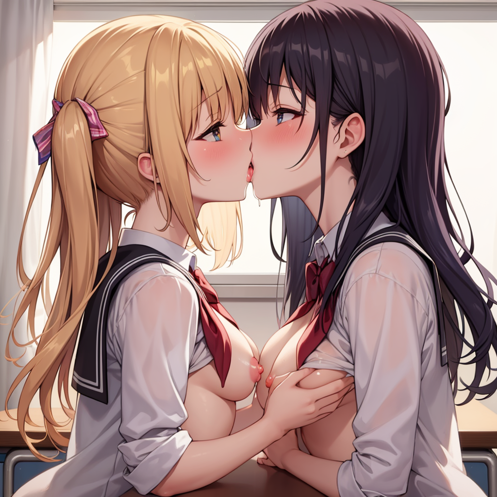 【AI絵】百合（センシティブ）なキスシーンなど